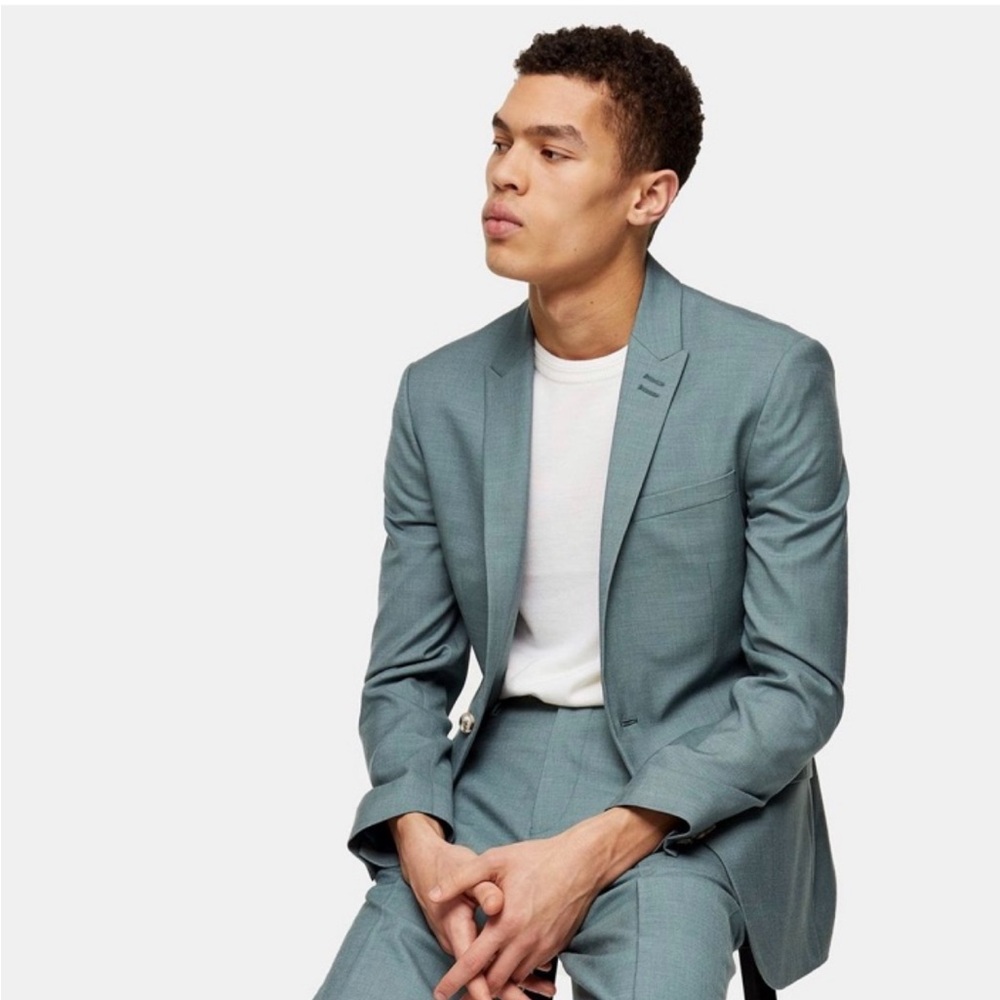 ASOS Topman Skinny Suit Jacket in Teal - 40R